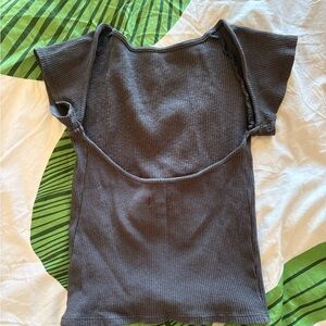 Aerie Charcoal Ribbed Crop Top